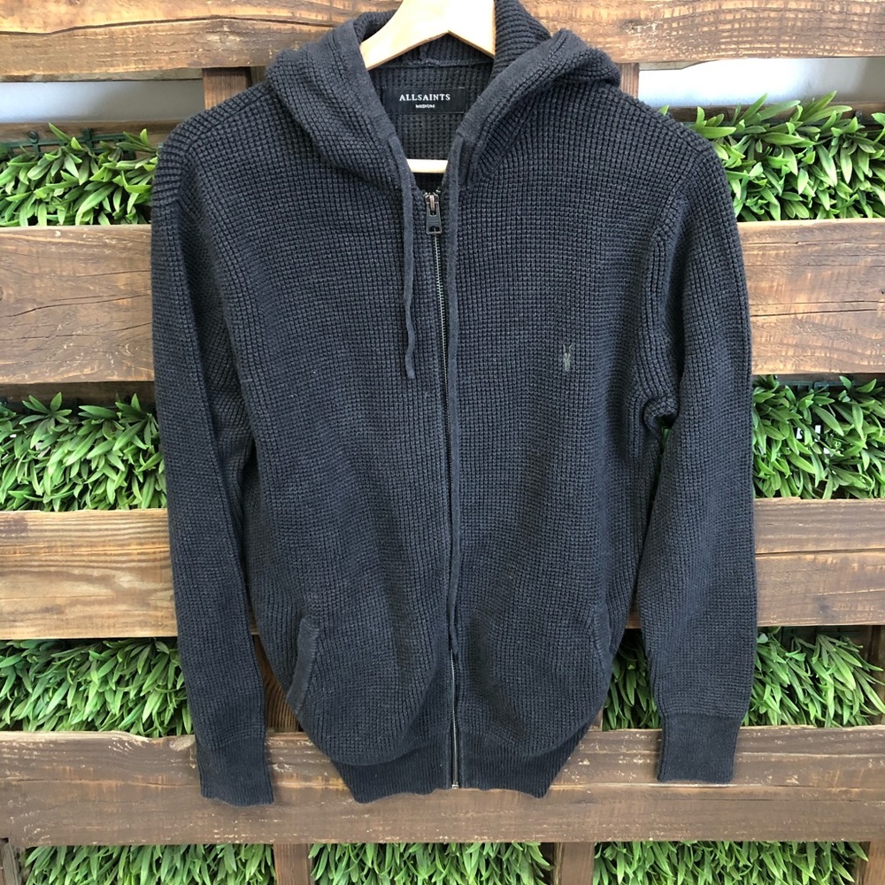 All Saints Thermal Full Zip Hoodie Sweatshirt